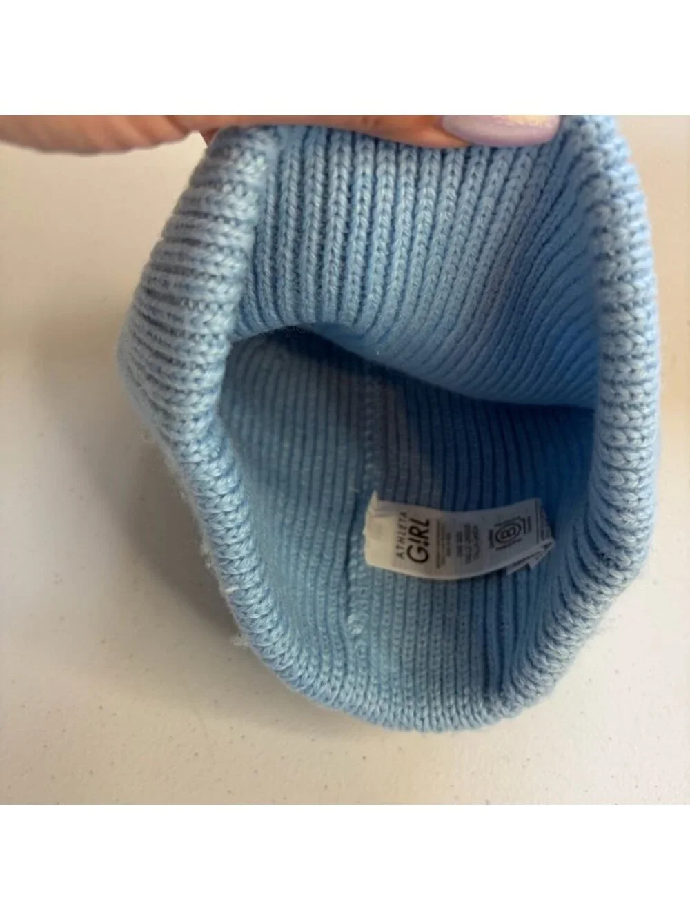 Athleta Girl Blue Chill Out Beanie Touque Knit Winter Hat New